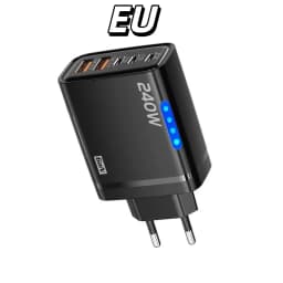5 in 1 240W GaN Fast Charger With LED Light 2USB+3Type-C Multi Port Phone Charging Head For iPhone Huawei Laptop Tablets 2025