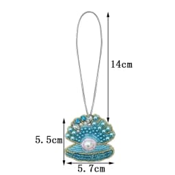 3D Beaded Patch Sequin Rhinestones Pearl Conch Cloth Patch Pendant Lanyard Decorative DIY for Bag Keychain Beading Applique