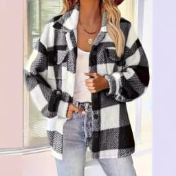 Customizable autumn and winter open-button lapel plaid coat plaid pattern button front jacket warm Suit Jackets