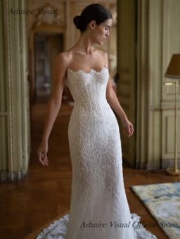 Admire Visual Wedding Dress Mermaid Lace 3 in 1 High Neck With Detachable Train Customized Bride Gowns