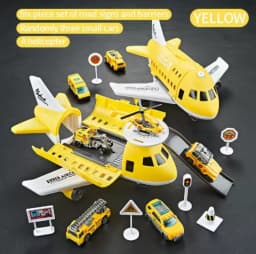 Kids Toy Plane Foldable Storage Passenger Plane Model Helicopter Inertia Car Track Vehicle