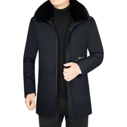 Men Solid Hooded with Fur Winter Outwear Loose Waterproof Warm Thick Fleece Parkas Vintage Streetwear Classic Jacket