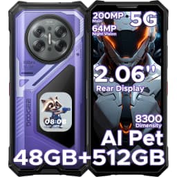 DOOGEE V50 Pro 5G AI Rugged Phone 6.78" Dimensity 8300 52GB RAM(16+36) 1TB ROM with 2.06" AMOLED Multi-function Rear Display 200MP Camera 64MP Night Vision Camera Android 16 Supports Walkie Talkie