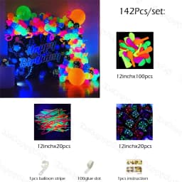 1Set Neon Balloons Neon Glow UV Glow Balloons Garland Arch Kit Fluorescent Globos Blacklight Birthday Party Decor Baby Shower