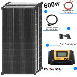 XINPUGUANG 18V Rigid Glass Solar Panel, Waterproof Monocrystalline PV Module, 120W~1200W Optional 1-10pcs, Solar Battery Charger