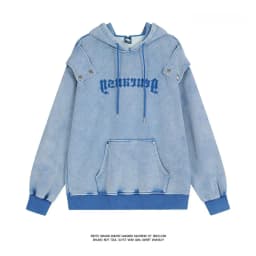 Stylish Oversized Patchwork Embroidered Sweatshirt Trendy Streetwear Black Splicing Loose Outerwear for Young Women