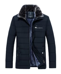 Men's Warm Jacket Winter Parka Fur Collar Windbreaker Cotton Padded Anorak Thick Black Coat Male Casual Autumn Fleece Jacket Men