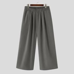 INCERUN Men Wide Leg Pants Solid Color Loose Joggers Elastic Waist Trousers Men Streetwear Vintage 2024 Casual Long Pants S-5XL