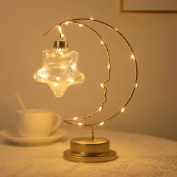 GGbingLED Light Moon Shape Design Home Decoration Star Light Indoor Ornament Small LED Night Lamp Heart Iron Material for Gift