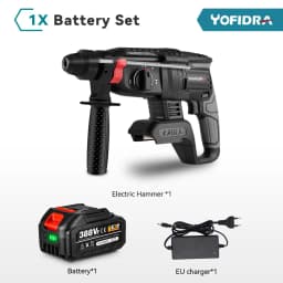 YOFIDRA 26mm Brushless Electric Hammer Drill Cordless Multifunctional Impact Drill Power Tools For Makita 18V Battery Pin