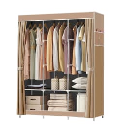 Portable Canvas Clothes Organiser Large Capacity Cloth Wardrobe Closet Organiser Hanging and Storage GridRoom Bedroom Organize