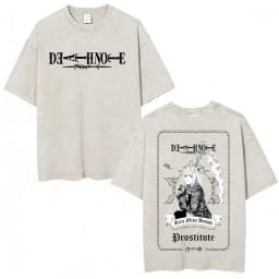 Vintage Washed Anime Death Note Misa Amane Print T Shirts Men Women Clothing Cotton Casual T-shirt Fashion Short Sleeve T-shirts