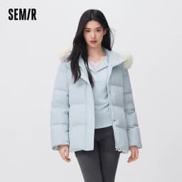 Semir Women Down Jacket Mid Length Water Repellent Windproof 90 Percent Down Fill Plush Collar Modern Style 2026 New