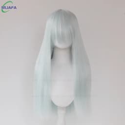 Very High Quality 400g 48 Colors 24Inch 60cm Long Straight Cosplay Wig With Bangs Heat Resistant Hair Anime Wigs + Wig Cap