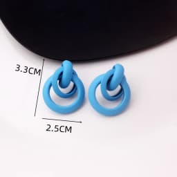 New Blue Color Dangle Earring for Women Round Metal Flower Leaf Crystal Gem Star Brincos Sweet Wedding Party Jewelry Xmas Gift