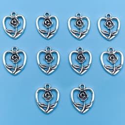 10/24Pcs/Pack Romantic Vintage Rose Flower Chaems Alloy Small Pendants for Jewelry Making Findings Crafting Accessories