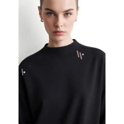 Amii Women's Oversized Pullover Hoodie Embroidered Drop Shoulder Casual Business Mock Neck Top Autumn Hoodies for Women 12623123