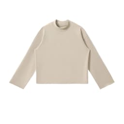 Personalized LOGO custom 350G cotton men's BOXY short and wide half-high neck long-sleeved hem burr sweater