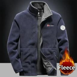 Winter Warm Fleece Jacket Men's Climbing Double Thickened Pocket Jacket Outdoor High Collar Windproof Ski Sweatshirt Coat Men