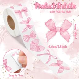 500Pcs/ 1 Roll Cartoon Bow Sticker Label Decoration Sealing Gift Box Sticker Label Stationery Sticker