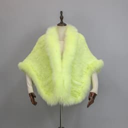 Women 100% Real Rabbit Fur Cape with Fox Fur Collar Winter Warm Knitted Cloak Rabbit Fur Poncho Girls Party Fashion Shawl Scarf