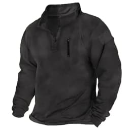 New Solid Outdoor Hoodies Men Long Sleeve Warm Windproof Pullover Sweatshirt Male Solid Loose Stand Collar Zipper Casual Hoodie
