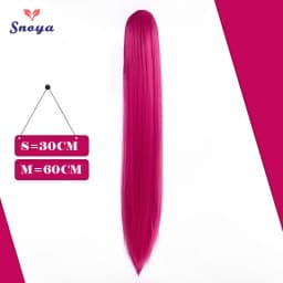 Snoya 60cm/30cm Synthetic Versatile Long Straight Claw Clip Ponytail Extensions for Ancient Costume Design Red Purple Pink Blue