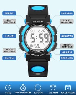 Socico Digital Watch for Kids, Waterproof LED Lights Luminous Watches, Children Wristwatch Boys Students Electronic Wrist Watch