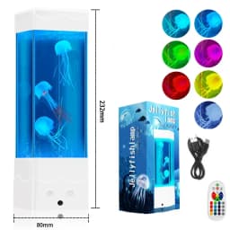 LED Aquarium Night Light Jellyfish Snow Mountain Fish Lamp Remote Control Color Changing Desktop Decoration Kids Birthday Gift