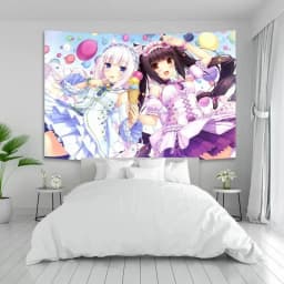 VIKAMA Anime Tapestry with Nekopara Chocola And Vanilla Neko Character Design for Anime Room and Bedroom Wall Decor