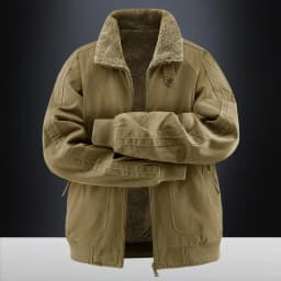 New Autumn Winter Men Washed Cotton Reversible Flight Jacket Lamb Fleece Fleece Lined Thick Warm Outerwear For Middle Aged Male
