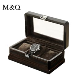 M&Q Solid Wood Watch Storage Box With Clear View Window Metal Latch Handmade Wristwatch Display Organizer Watch Gift Box