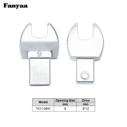 Fanyaa Square Drive 9x12 Open End Wrench Interchangeable Torque Head, Individual Crowfoot Wrench Full Polish 7-19mm