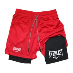Men's running shorts, 2-in-1 double-layer sports shorts, sportswear, gym fitness shorts, training jogging pants