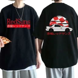 Anime Drift AE86 Initial D Double Sided T Shirt O-Neck Short Sleeves Summer Casual Unisex R34 Skyline GTR JDM Manga T-Shirts