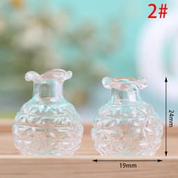 1Pc 1:12 Dollhouse Miniature Vase Glass Candy Jar Simulation Candy Bottle Flower Plant Vases Model Doll House Decor Toy