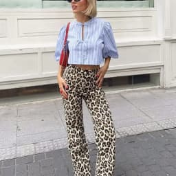 HXAO Elegant Leopard Pants 2025 Women's Spring Vintage Printed Long Trousers Ladies Fashion Casual Office Wide Leg Y2K Pants