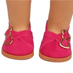 7 cm Leather Doll Shoes For American 18 Inch Doll Double Hearts Villus Shoes Boots For 43 cm Baby New Born&OG,1/3 BJD Girl Doll
