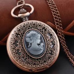 New Gold Luxury Ruby Pocket Watch Necklace Digital Pendant Chain Clock Fashion Sculpture Women's Men's Gift