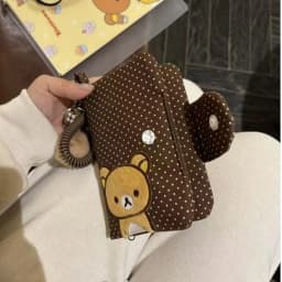 New Original Embroidered Cartoon Bear Passport Bag Versatile Large-capacity Document Storage Bag Portable Travel Cute Coin Purse