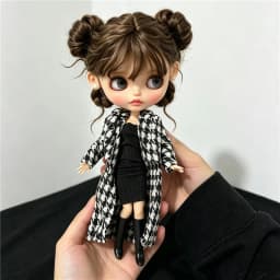 For Blythe Doll Outfit Clothes Luxury Checkered Coat Dress Set Sweet Princess Bowknot Skirt Clothing For Barbies OB24 Small 1/6