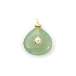 1 Piece Brass Charms Natural Stone 18K Gold Plated Geometric Cubic Zirconia Round Rhombus Shape Pendant DIY Necklace Making