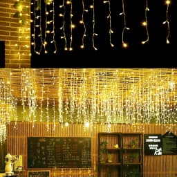 Warm White Icicle Lights Outdoor With Cold White Christmas Decorations 2026 Curtain Garlands 4M(W)*0.6M(H) New Year Festoon Led