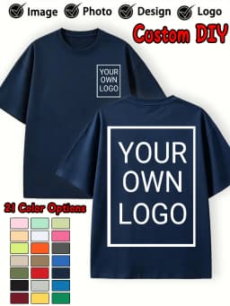 Double Sided Custom Logo T-Shirt Summer Y2K Loose Cotton Short Sleeves Crewneck Casual T Shirts Team Company Women's Tops