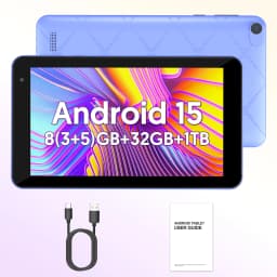 7-inch Android 15 Tablet, 8GB (3+5) RAM, 32GB Storage, 3500mAh Battery, HD 1024x600 IPS Display, Dual Cameras, Wi-Fi, Bluetooth