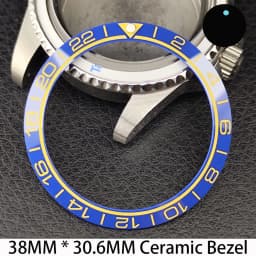 Sloping 38mm * 30.6mm Ceramic/Aluminum Bezel GMT and Diving Watch Insert Fits for 40mm Men's Watch Case Bezel Replacement Insert