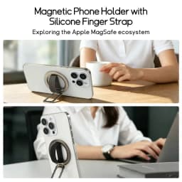 Magnetic Finger Ring Phone Holder Magsafe Silicone Strap Portable Stand for IPhone 17 16 15 Pro Max Plus Samsung Xiaomi