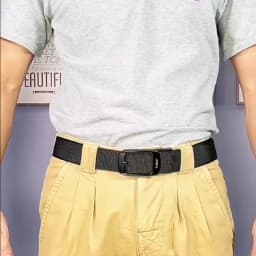 KOLBER New Reversible Belt for Men Alloy Silver Automatic Buckle Casual Belt Tight Nylon Outdoor Work Belt Black Waistband Male