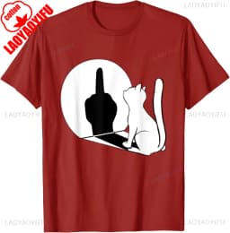 Middle Finger Cat Statement Cat Funny Gift T-Shirt Regular Short Sleeve Tops O-neck Men's Cotton T-shirt Cotton Summer Shirts