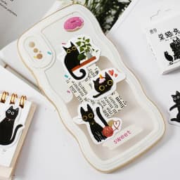45Pcs Black Cat Theme Self-Adhesive Stickers Kawaii Cute Cats for Scrapbooking Laptop Decorations Planner Stickers